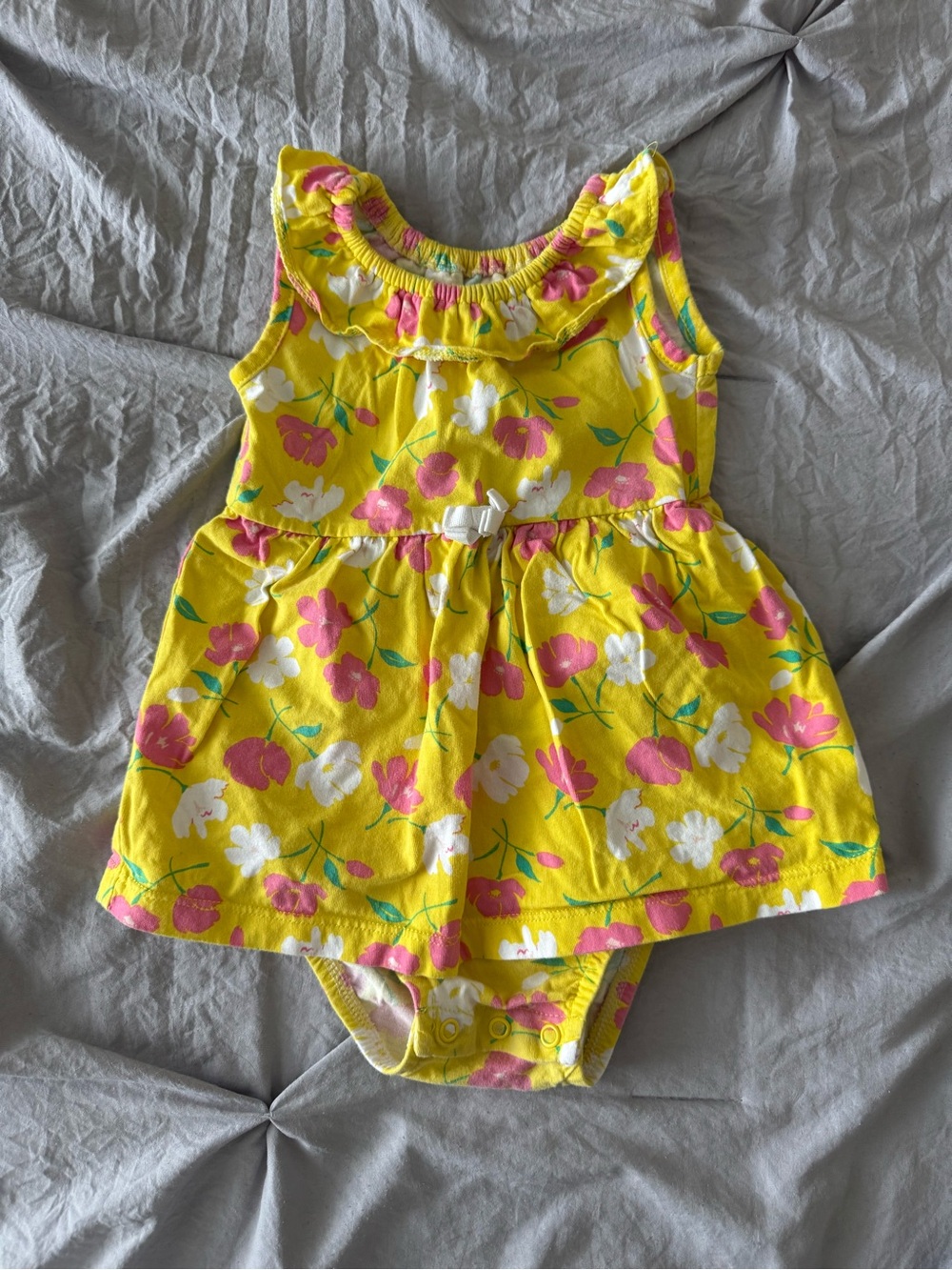 Carter's Yellow Floral Bodysuit Dress with Pink and White Flowers